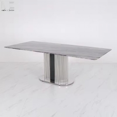Curved Grey Sintered Stone Dining Table-5025