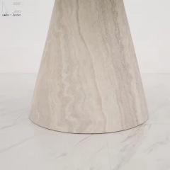 Round Faux Travertine Dining Table-7630