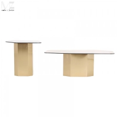 Amber Glass Geometric Coffee Table-3968