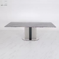 Curved Grey Sintered Stone Dining Table-5025