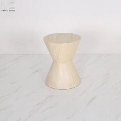 Hourglass Faux Travertine Side Table-2740