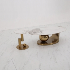 Oval Coffee Table With Side Table Set-2273