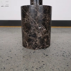 Faux Dark Marble Cylinder Side Table-8831