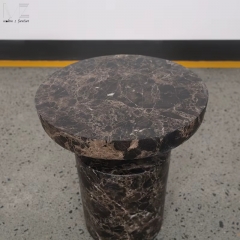 Faux Dark Marble Cylinder Side Table-8831