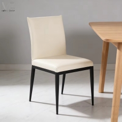 Cream Vegan Leather Dining Chair-4196