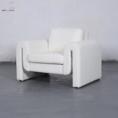 Bouclé Fabric Wood Accent Chair-2765