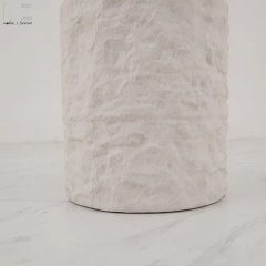 textured Faux Stone Cylinder Side Table-8715