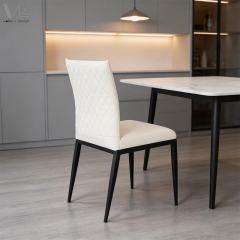 Cream Vegan Leather Dining Chair-4196