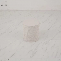 textured Faux Stone Cylinder Side Table-8715