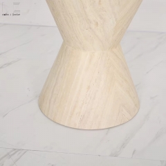 Hourglass Faux Travertine Side Table-2740
