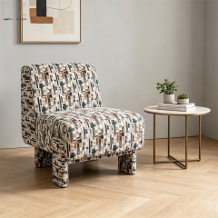 Abstract Pattern Fully Upholstered Lounge Chair-7640