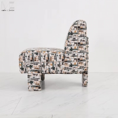 Abstract Pattern Fully Upholstered Lounge Chair-7640