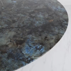 Round Textured Silver Sintered Stone Dining Table-5036