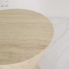 Hourglass Faux Travertine Side Table-2740
