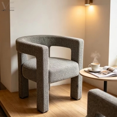 Gray Textured Upholstered Armchair-MZ7881