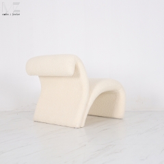 White Boucle Curved Lounge Chair-MZ2276
