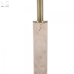 Travertine Round Pedestal Side Table-MZ3934