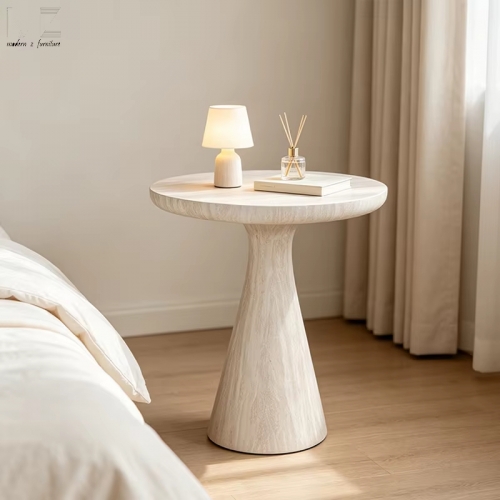 Faux Travertine Fiberglass Pedestal Side Table-MZ8875