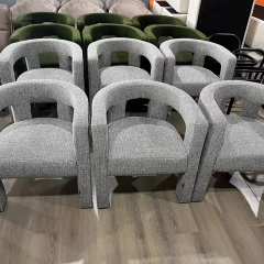 Gray Textured Upholstered Armchair-MZ7881