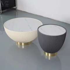 Wholesale Round Fluted Coffee Table with Marble Top-6168