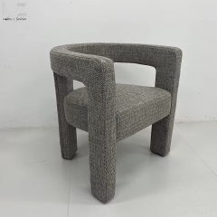Gray Textured Upholstered Armchair-MZ7881