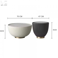 Wholesale Round Fluted Coffee Table with Marble Top-6168