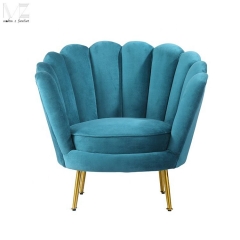 Blue Velvet Scallop Accent Chair-MZ4013