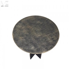 Dark Round Geometric Pedestal Side Table-MZ7707