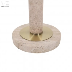 Travertine Round Pedestal Side Table-MZ3934