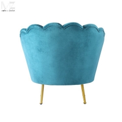 Blue Velvet Scallop Accent Chair-MZ4013
