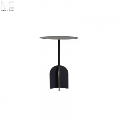 Dark Round Geometric Pedestal Side Table-MZ7707