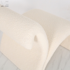 White Boucle Curved Lounge Chair-MZ2276