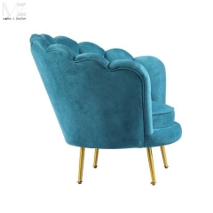 Blue Velvet Scallop Accent Chair-MZ4013