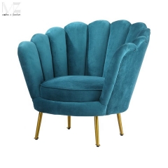 Blue Velvet Scallop Accent Chair-MZ4013