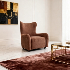 Brown Upholstered Wingback Lounge Chair-MZ8372