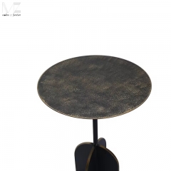 Dark Round Geometric Pedestal Side Table-MZ7707