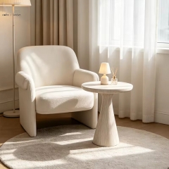 Faux Travertine Fiberglass Pedestal Side Table-MZ8875