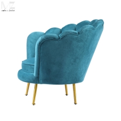 Blue Velvet Scallop Accent Chair-MZ4013