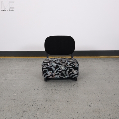 Black Living Room Chair with Patterned Upholstered Seat-MZ8818