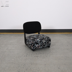 Black Living Room Chair with Patterned Upholstered Seat-MZ8818