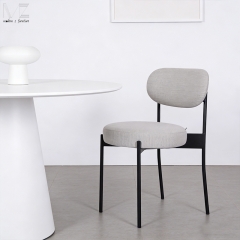 Light Beige Rounded Dining Chair with Slim Black Legs-MZ4330