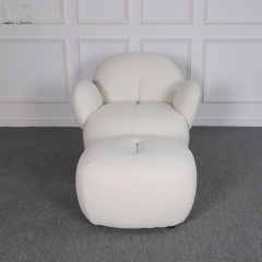 White Textured Lounge Chair with Ottoman-MZ2975