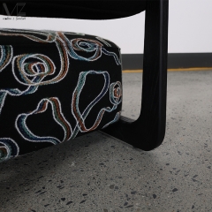 Black Living Room Chair with Patterned Upholstered Seat-MZ8818