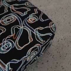 Black Living Room Chair with Patterned Upholstered Seat-MZ8818