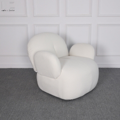 White Textured Lounge Chair with Ottoman-MZ2975