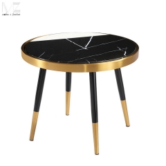 Black and White Geometric Mosaic Round Coffee Table and Side Table Set-MZ7156