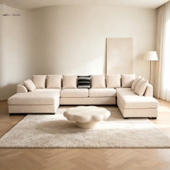 Cream U-Shaped Sectional Sofa with Chaise-MZ2929