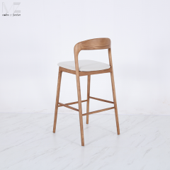 Walnut Wood Counter Height Bar Stool with Black Seat-MZ0020