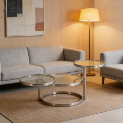 Three-Tier Glass Nesting Coffee Table-MZ1663
