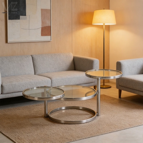 Three-Tier Glass Nesting Coffee Table-MZ1663